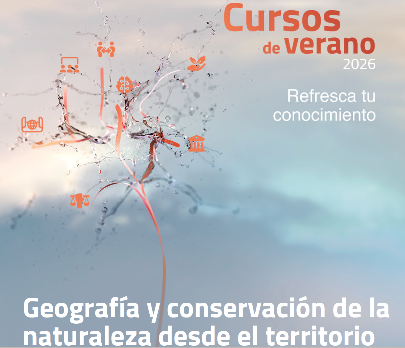 Banner announcing 2026 Summer Courses in Geography and Conservation of Nature with the subtitle 'Refresca tu conocimiento'.